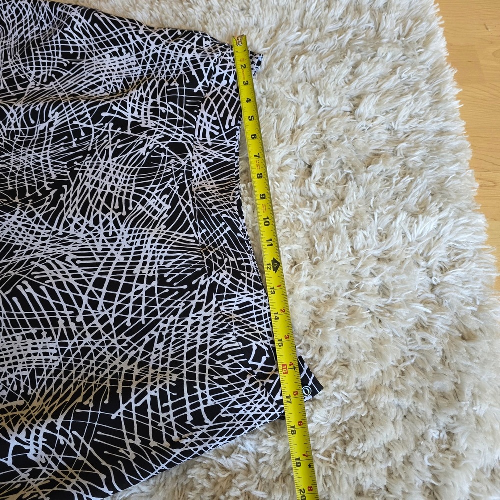 Jones New York Black White Abstract Scribble Print 100%‎ Silk Midi A-Line sz 12 - Picture 2 of 6